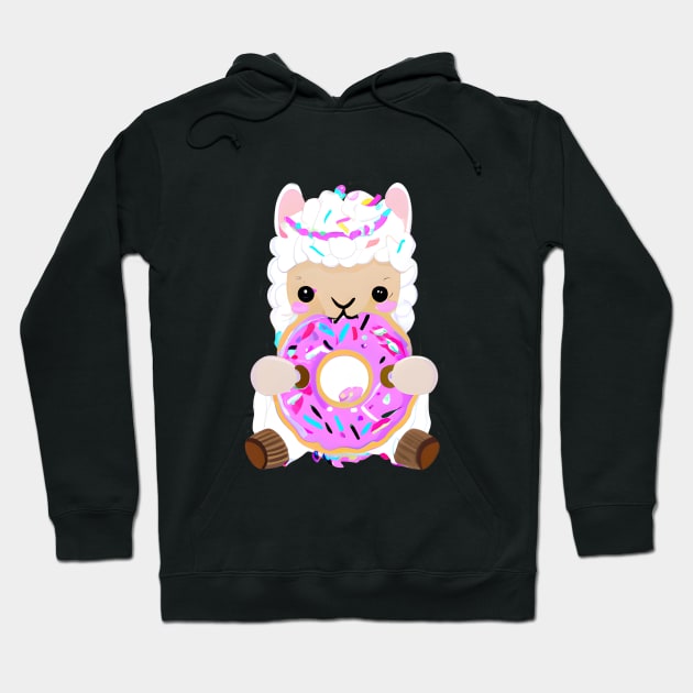 Sheep Eating a Donut, Cute Sheep, Kawaii Hoodie by 1FunLife